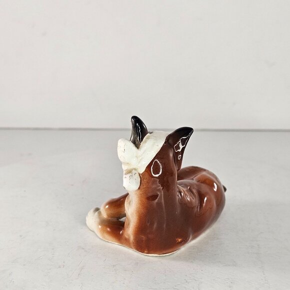 Vintage Ceramic Boxer Dog Figurine Brown & White Bandaged Injured Crying - Picture 5 of 9